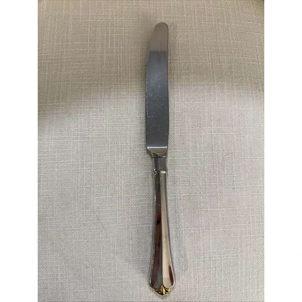 Oneida Golden Juilliard Cube Heirloom Stainless Flatware Gold Accent Tip Knife‎